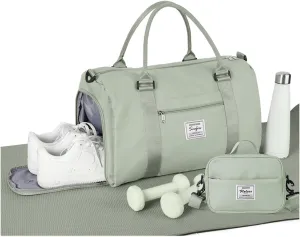 Weekender Gym Duffel Bags for Women Light Green with Toiletry Bag