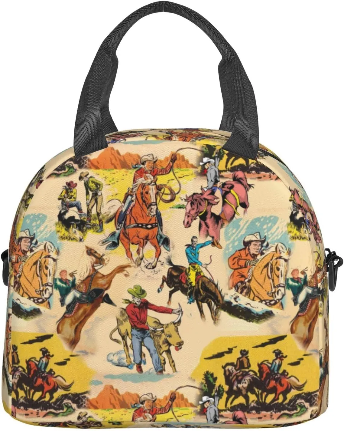 Western Lunch Box for Women Leakproof Cow Print Insulated Lunch Tote Bag for Work/Office/Travel/Picnic (#2-Western Collage)