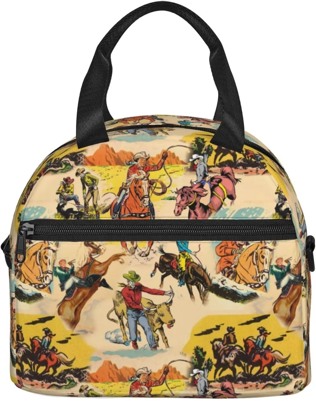 Western Lunch Box for Women Leakproof Cow Print Insulated Lunch Tote Bag for Work/Office/Travel/Picnic (#2-Western Collage)