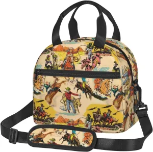 Western Lunch Box for Women Leakproof Cow Print Insulated Lunch Tote Bag for Work/Office/Travel/Picnic (#2-Western Collage)