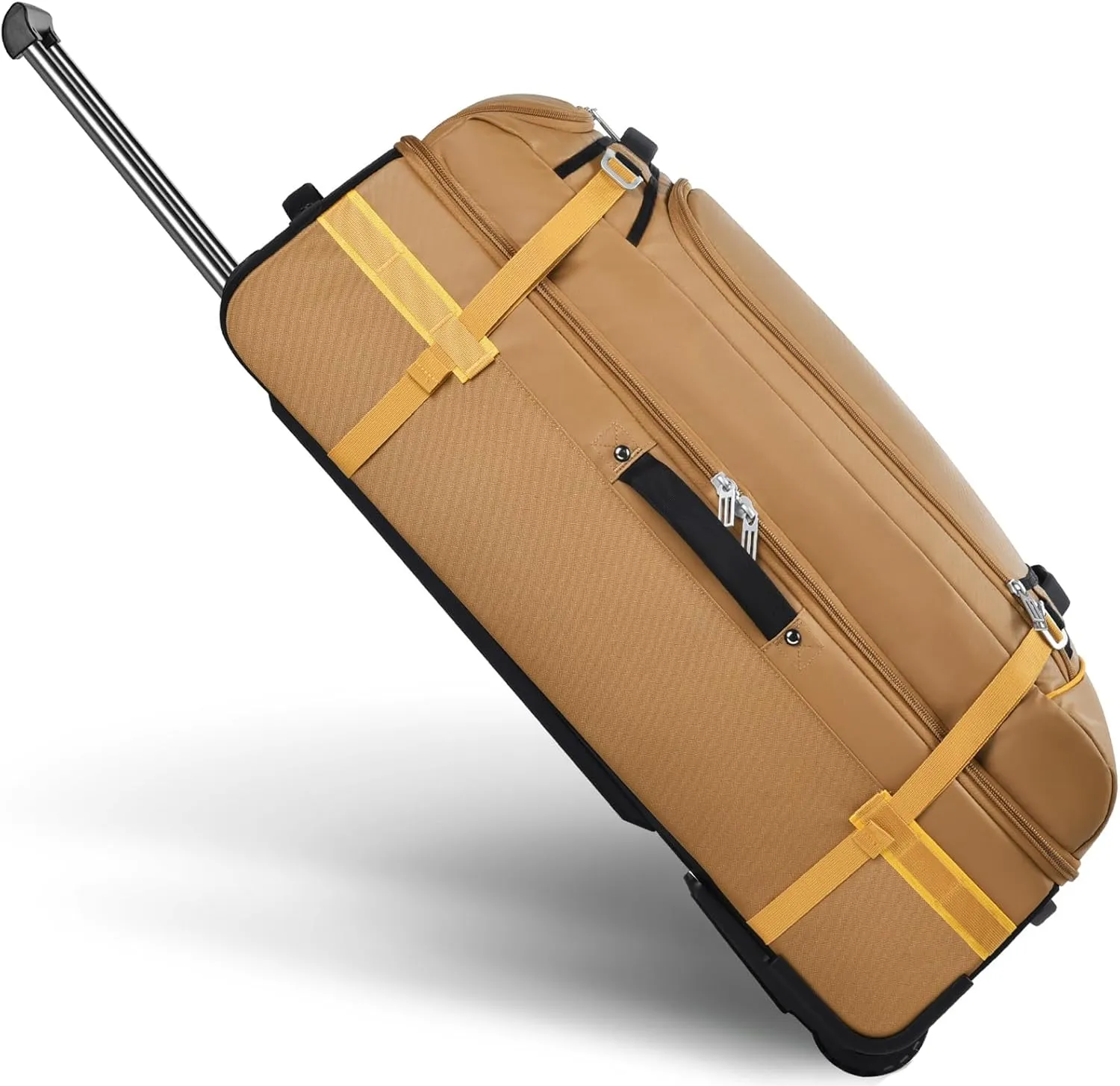 Wheeled Duffle Bag Luggage for Travel-Rolling Duffle Bag with Wheels-100L Large Heavy Duty Duffle Bag with Wheels and Handle,5 Handles, Compression Straps,Expandable Luggage Roller Duffle (Brown)