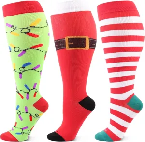Wide Calf Compression Socks for Women & Men Extra Large Size Support Socks for Nurses Running Pregnant Travel, 15-20 mmHg