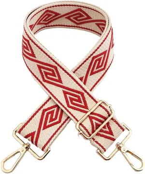 Wide Diamond Pattern Purse Bag Strap Replacement Adjustable Crossbody Handbag Purse Strap Handbag Strap Extender (Red)