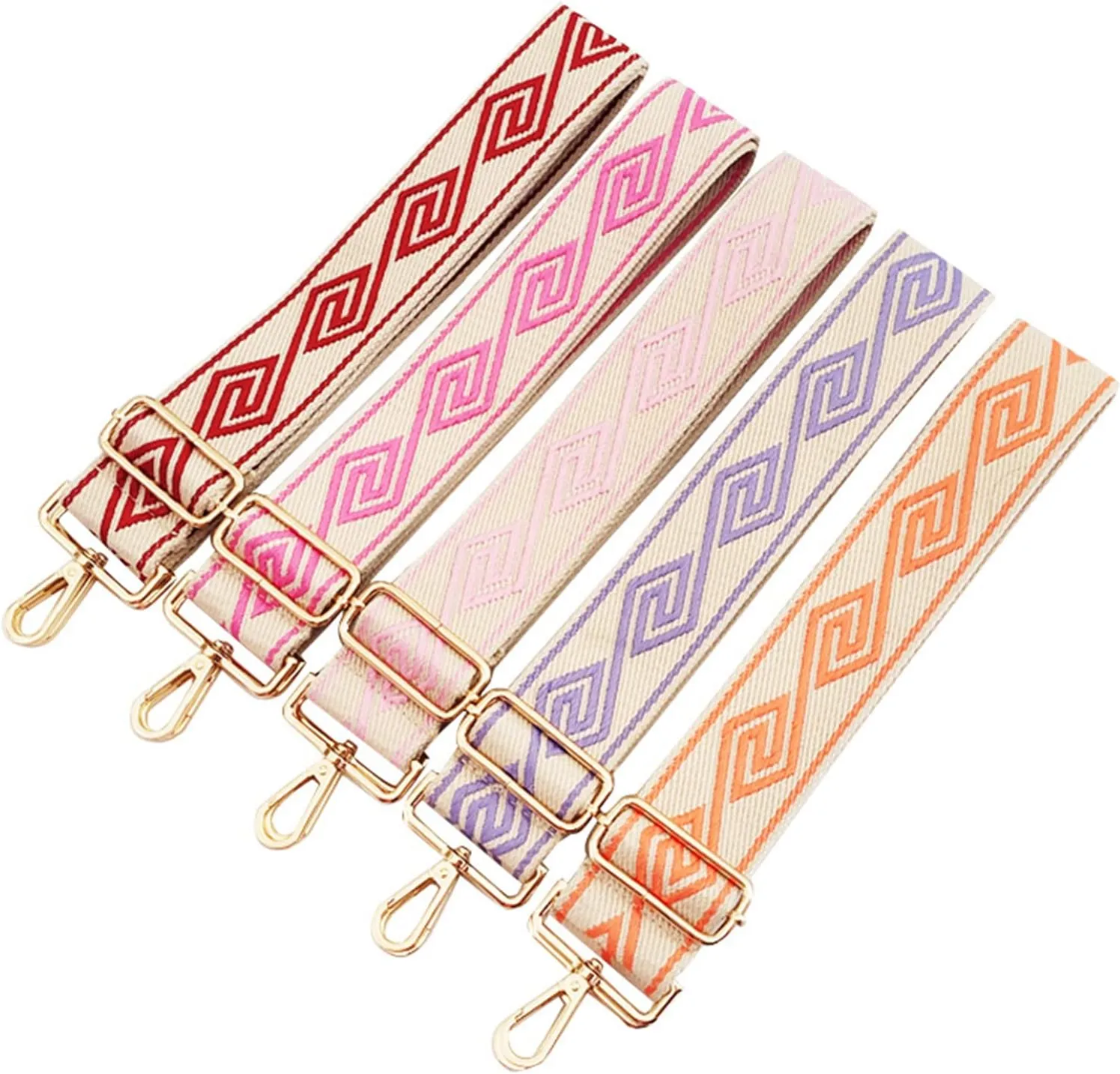 Wide Diamond Pattern Purse Bag Strap Replacement Adjustable Crossbody Handbag Purse Strap Handbag Strap Extender (Red)