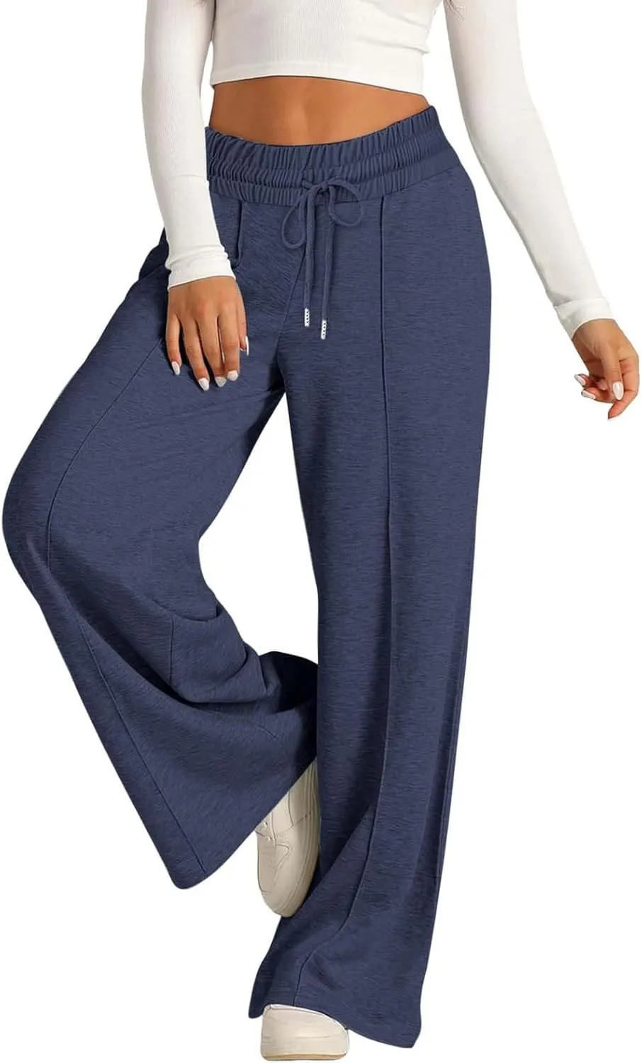 Wide Leg Sweatpants Women High Waisted Drawstring Yoga Casual Lounge Sweat Pants with Pockets
