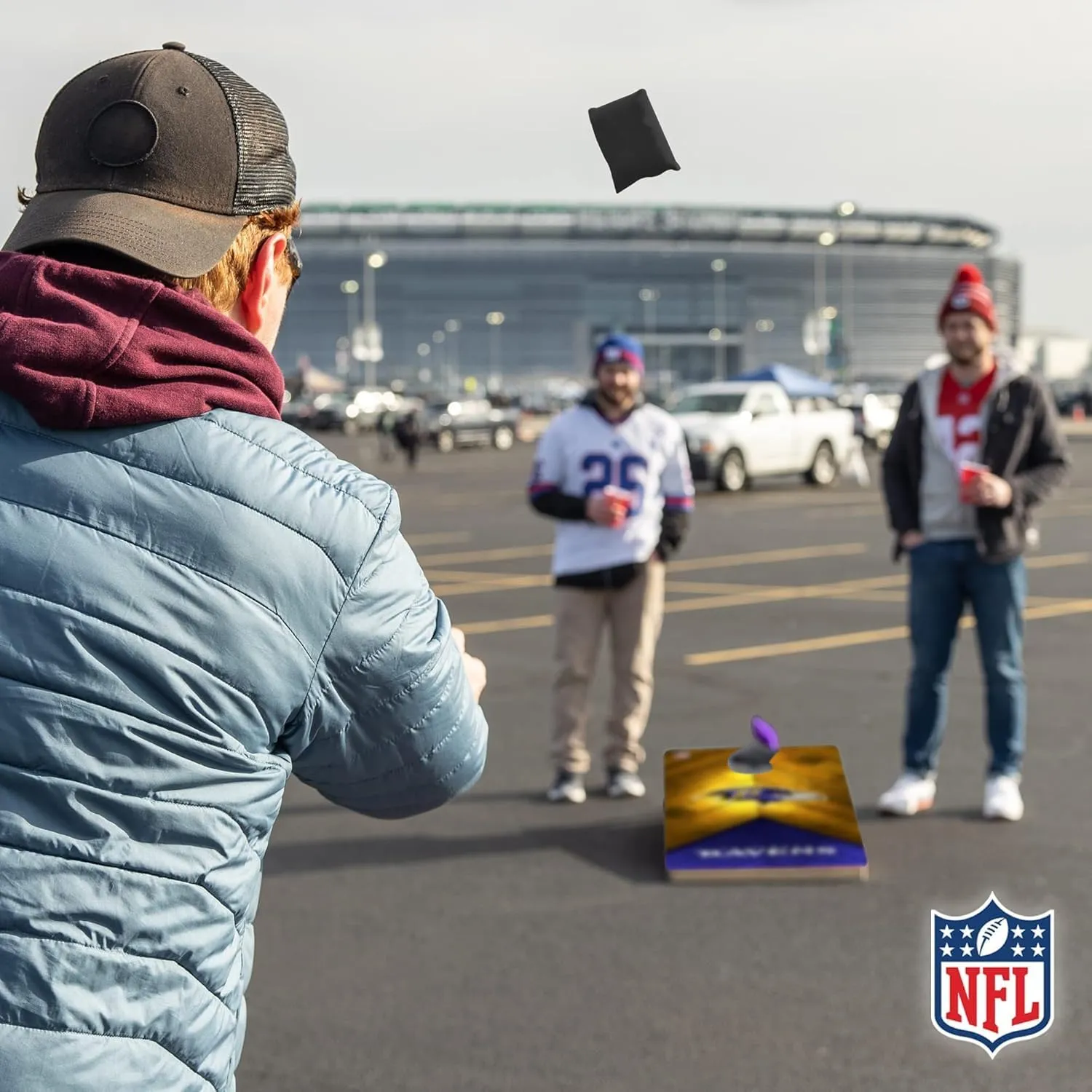 Wild Sports NFL Football 2' x 4' Regulation Size Solid Wood Cornhole Set with Direct Print HD Team Graphics Great Gift for Any Football Fan! Bean Bag Toss Family Outdoor Game