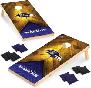 Wild Sports NFL Football 2' x 4' Regulation Size Solid Wood Cornhole Set with Direct Print HD Team Graphics Great Gift for Any Football Fan! Bean Bag Toss Family Outdoor Game