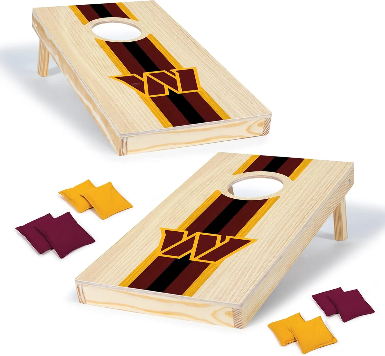 Wild Sports NFL Football Portable Size 1' x 2' Solid Wood Cornhole Set with Direct Print HD Team Graphics – Travel Size