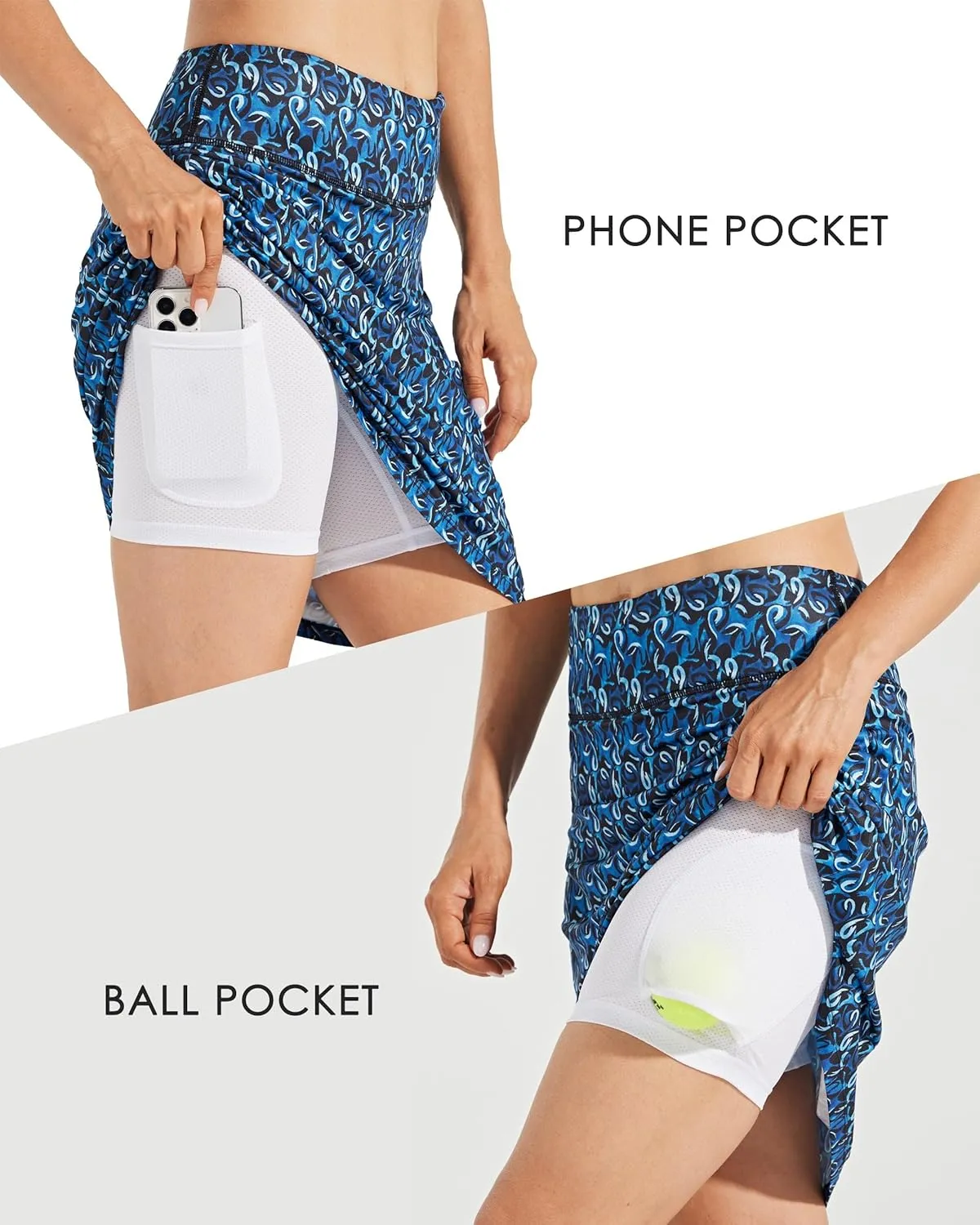 Willit Women's 20" Knee Length Skorts Skirts Golf Tennis Skirts Modest Athletic Casual Skorts with Pockets UV Protection