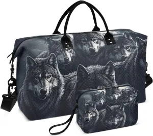 Wolf Moon Duffel Bag for Travel Gym Sport, Weekender Travel Bags Carry on Overnight Bag