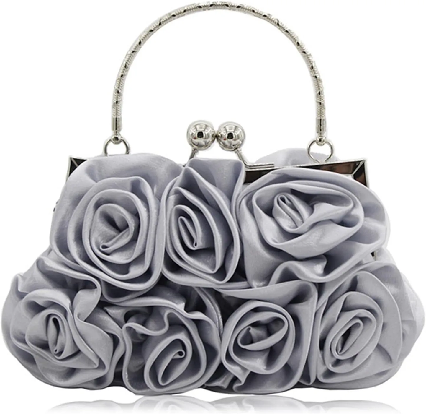 Women Evening Clutch Bag Floral Satin Small Purses with Detachable Strap for Wedding, Party, Prom