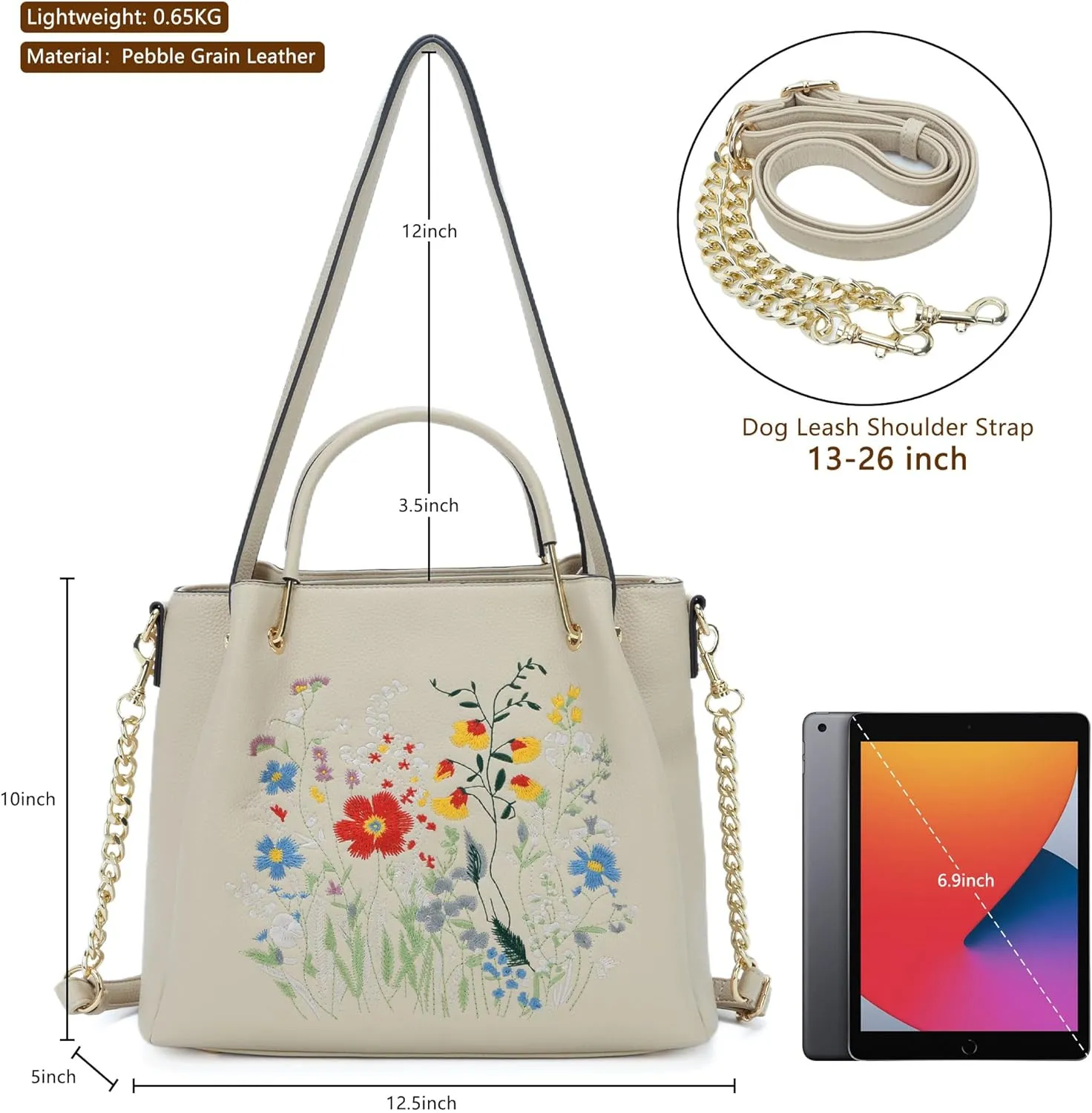 Women Fashion Handbags Vegan Leather Tote Bag Shoulder Bag Top Handle Satchel Floral Purses for Women