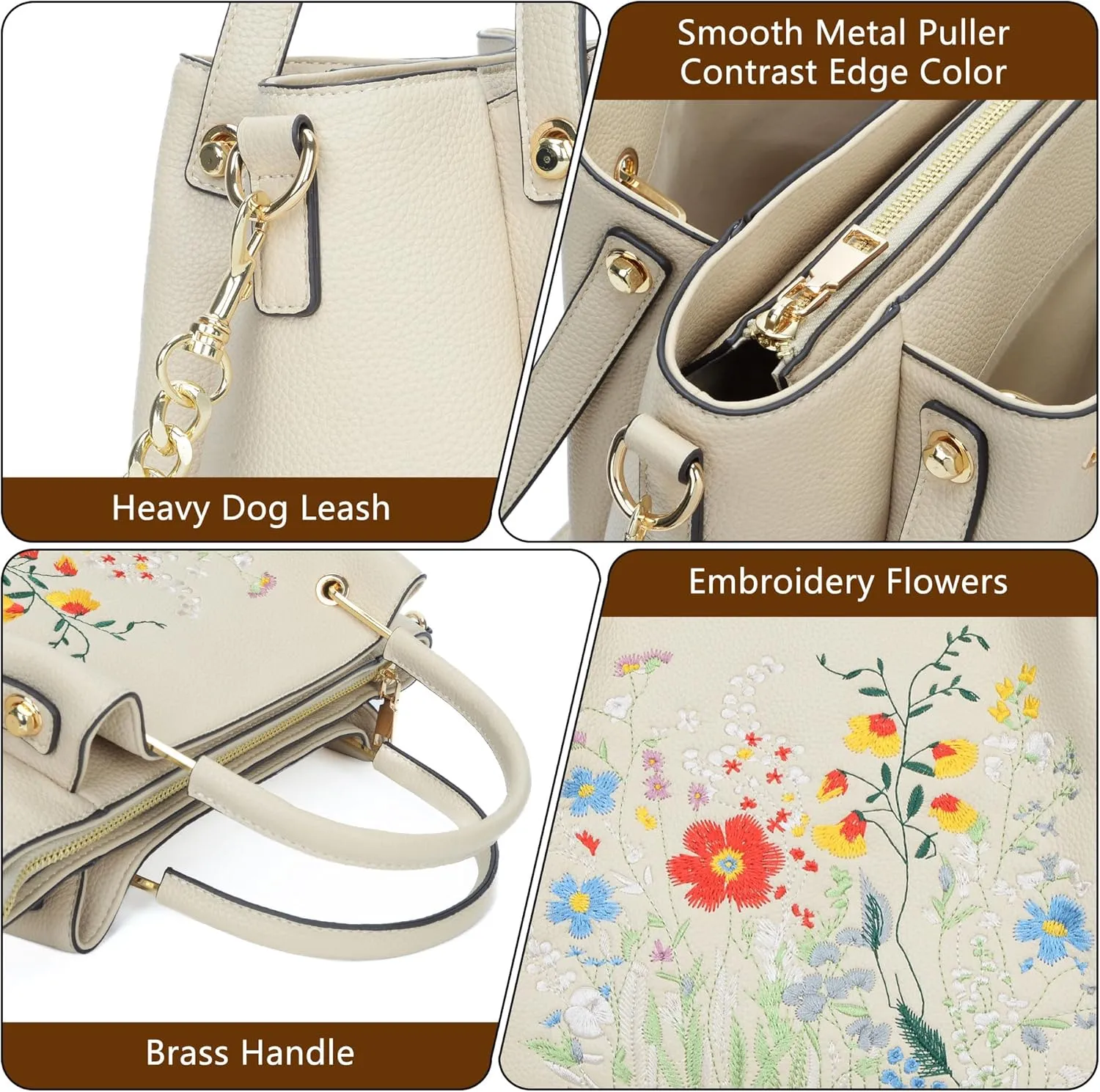 Women Fashion Handbags Vegan Leather Tote Bag Shoulder Bag Top Handle Satchel Floral Purses for Women
