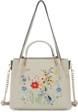 Women Fashion Handbags Vegan Leather Tote Bag Shoulder Bag Top Handle Satchel Floral Purses for Women