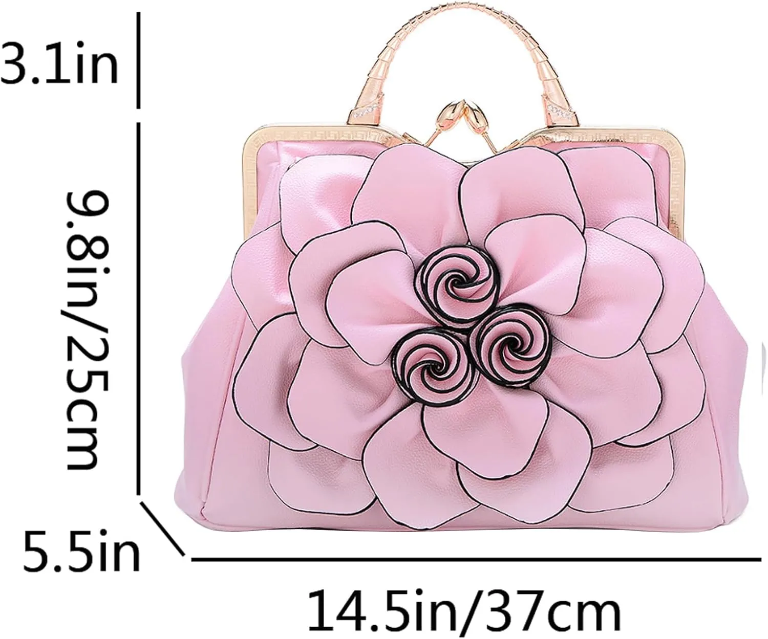 Women Flower Top Handle Handbags Purses Faux Leather Floral Evening Shoulder Bags Satchel