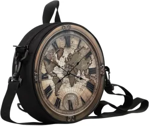 Women Novelty Round Clock Shape Zippered Clock Purses for Women Tote Handbag Shoulder Bag, Gift for Mom Girlfriend