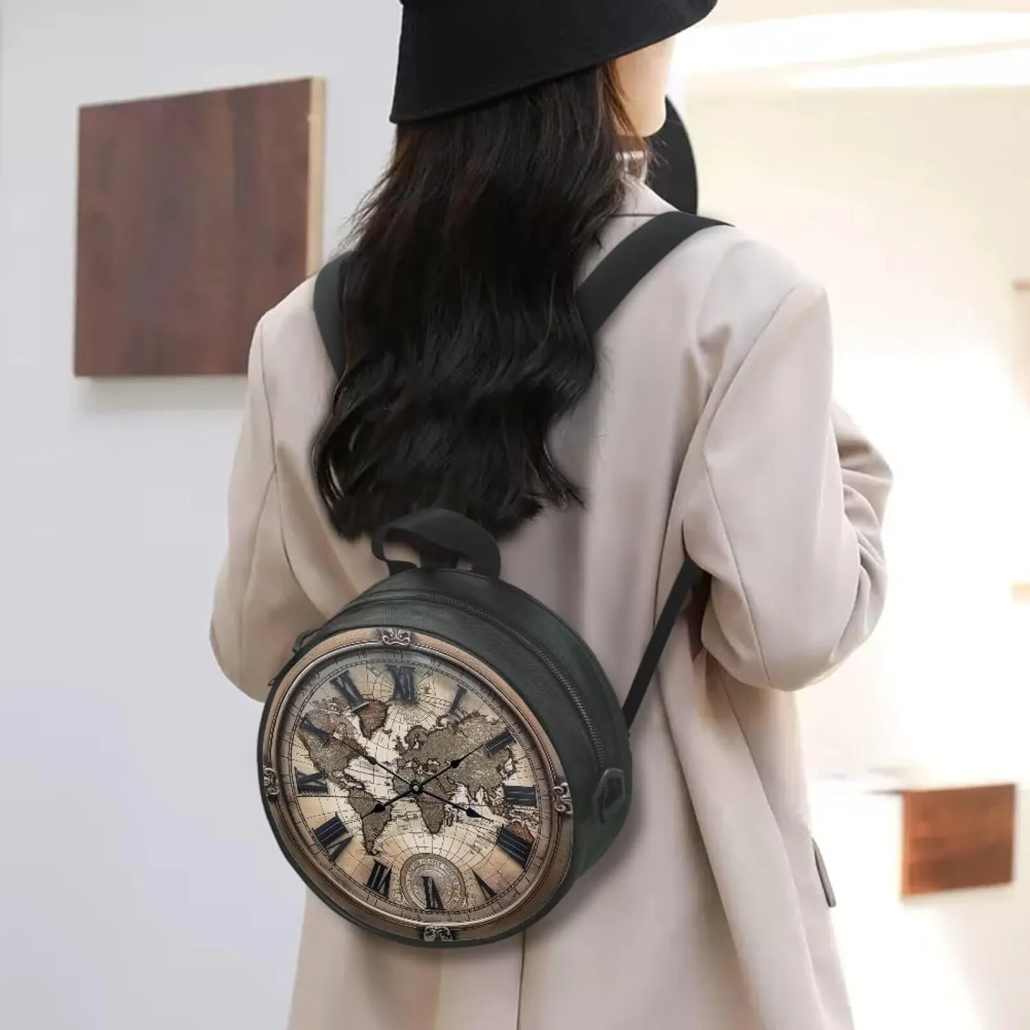 Women Novelty Round Clock Shape Zippered Clock Purses for Women Tote Handbag Shoulder Bag, Gift for Mom Girlfriend