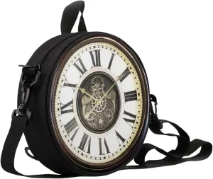 Women Novelty Round Clock Shape Zippered Clock Purses for Women Tote Handbag Shoulder Bag, Gift for Mom Girlfriend