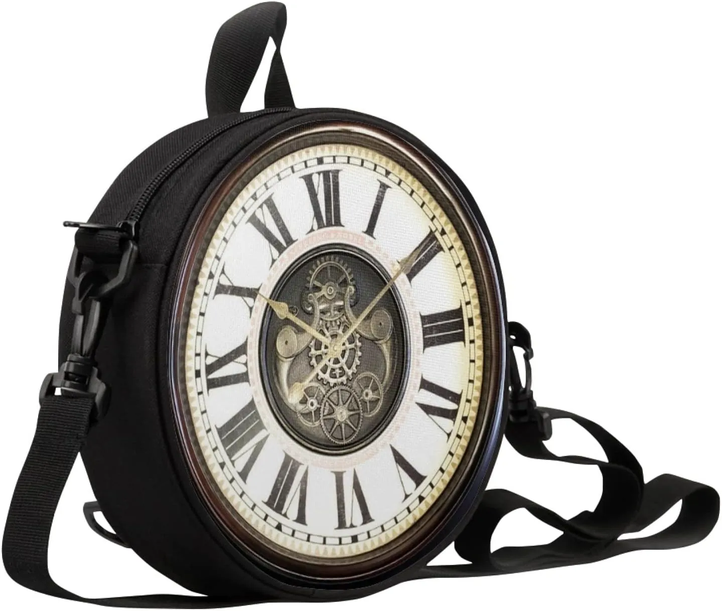 Women Novelty Round Clock Shape Zippered Clock Purses for Women Tote Handbag Shoulder Bag, Gift for Mom Girlfriend