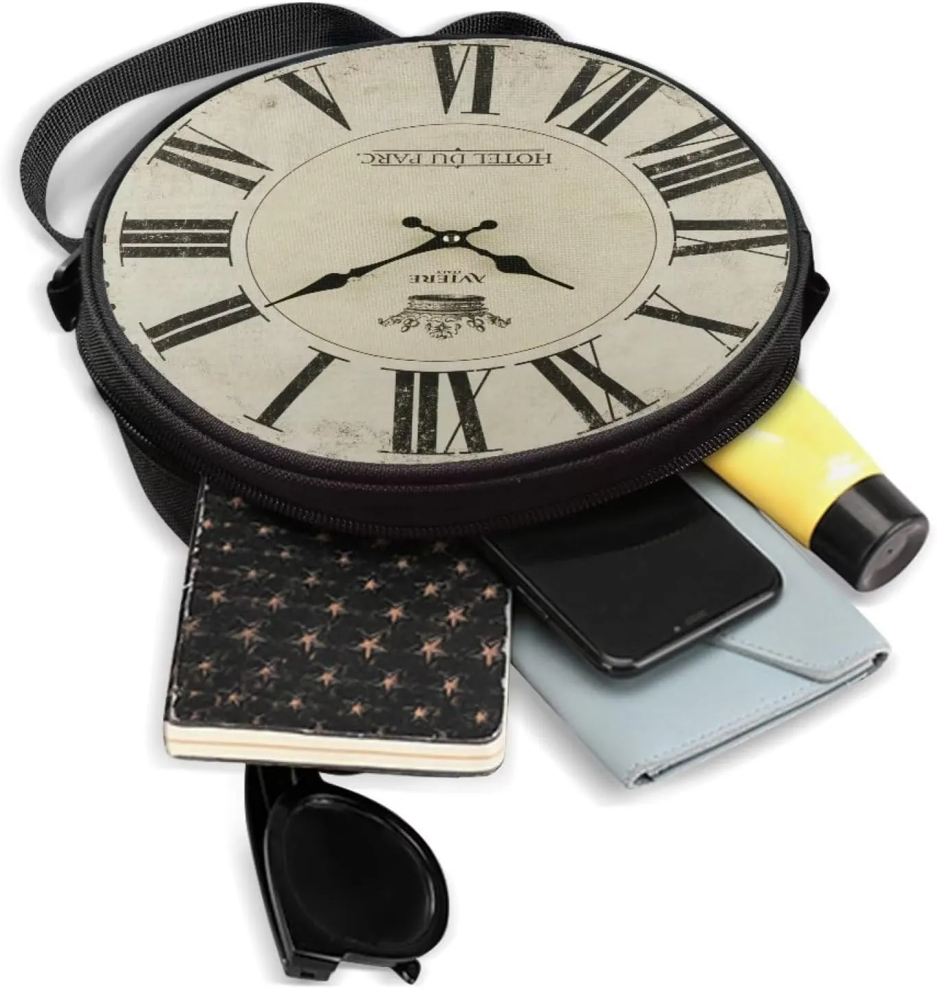 Women Novelty Round Clock Shape Zippered Clock Purses for Women Tote Handbag Shoulder Bag, Gift for Mom Girlfriend