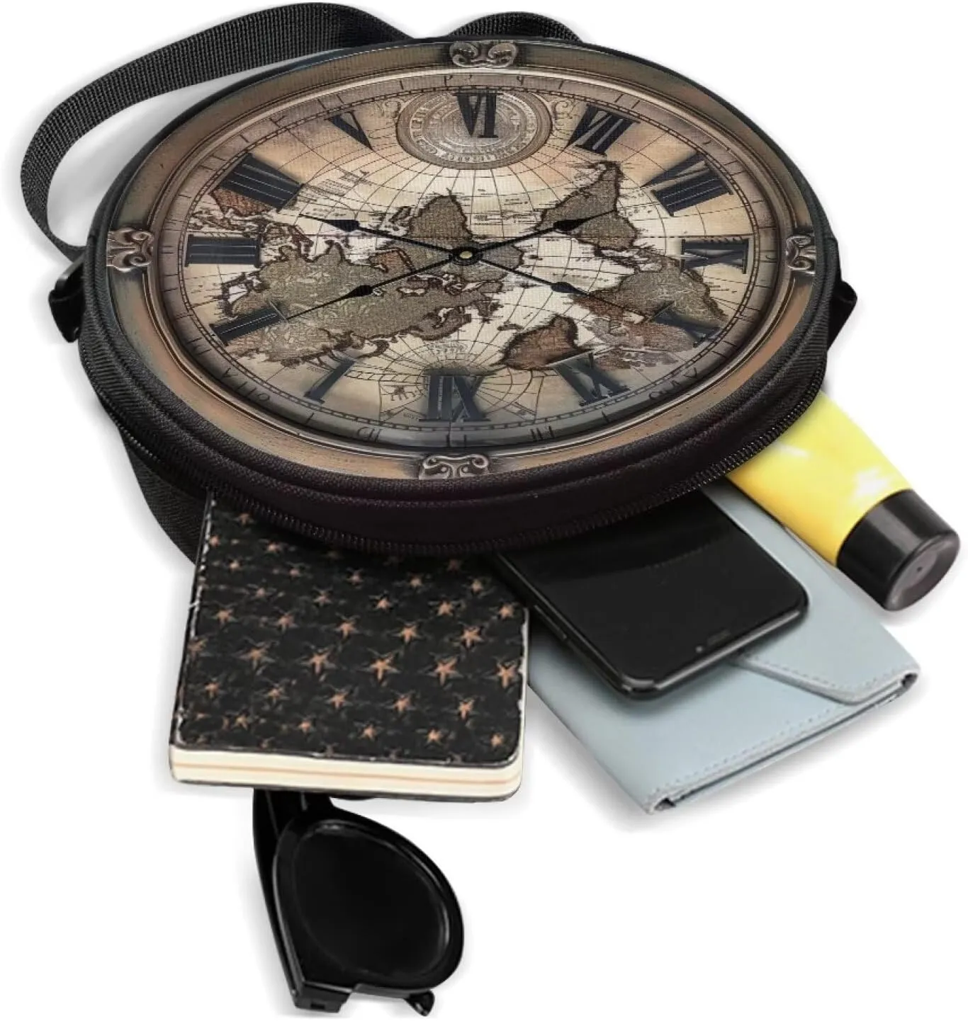 Women Novelty Round Clock Shape Zippered Clock Purses for Women Tote Handbag Shoulder Bag, Gift for Mom Girlfriend