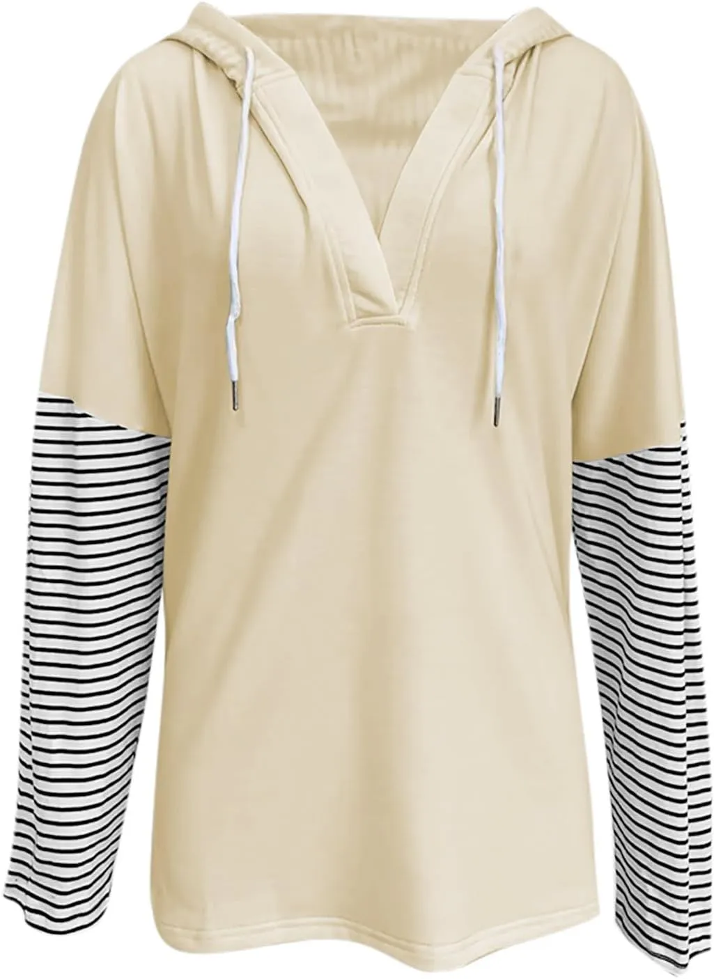Women Oversized Sweatshirts 2024 Trendy Block Color Drawstring Pullover Hoodies Casual Fall Fashion Clothes