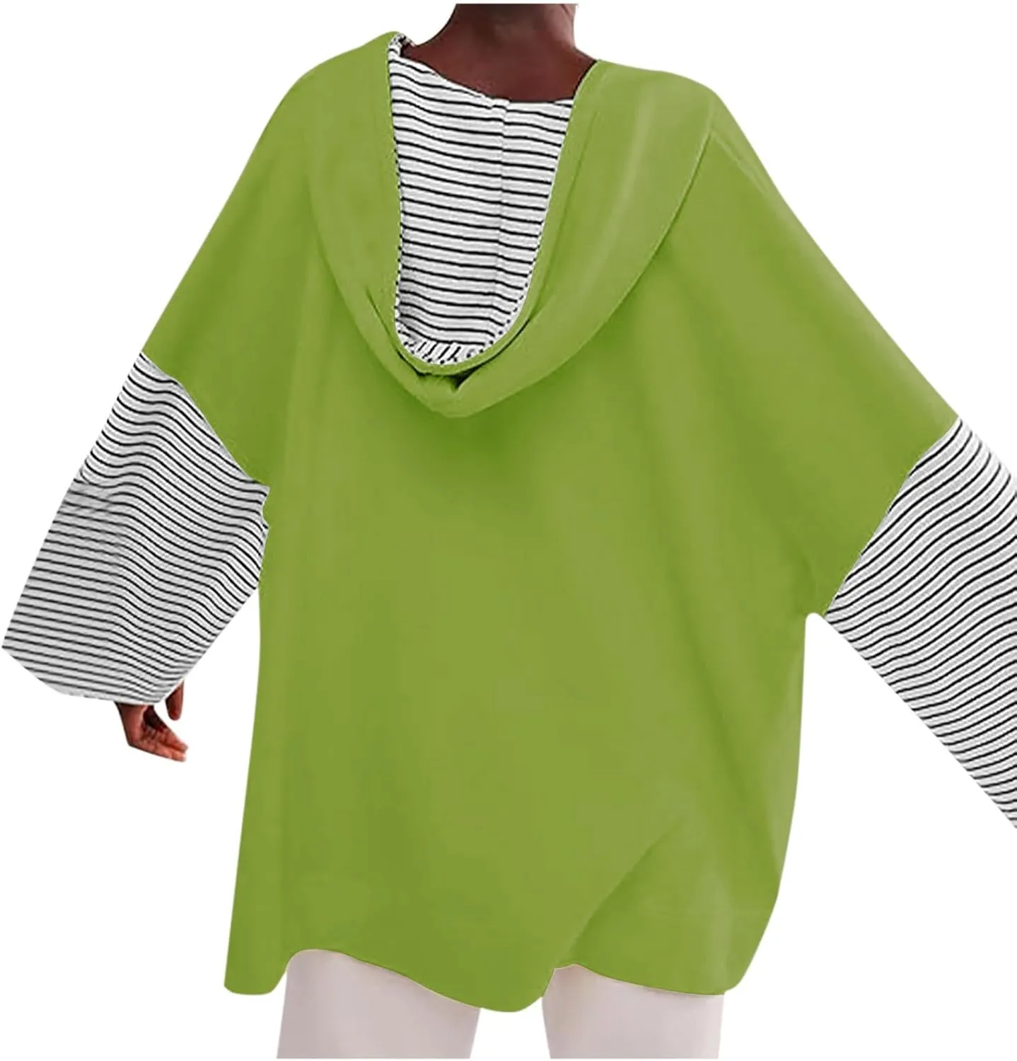 Women Oversized Sweatshirts 2024 Trendy Block Color Drawstring Pullover Hoodies Casual Fall Fashion Clothes