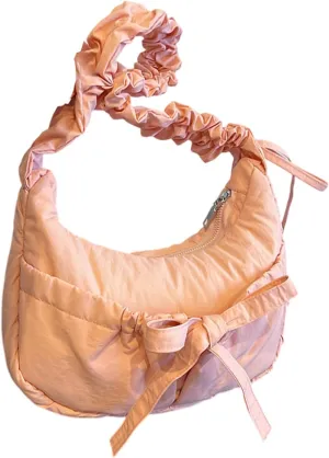 Women Shoulder Bag Lovely Bows Armpit Bag Korean Styles Messengers Bag Shopping Bag Drawstring Crossbody Bag for Daily