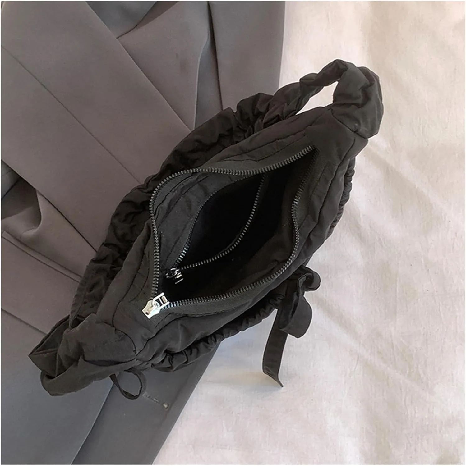 Women Shoulder Bag Lovely Bows Armpit Bag Korean Styles Messengers Bag Shopping Bag Drawstring Crossbody Bag for Daily