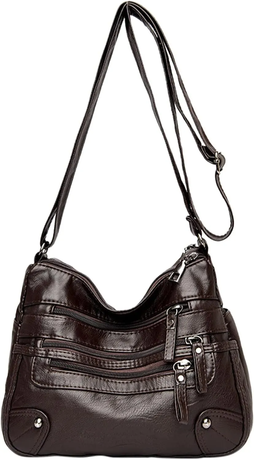 Women Soft Leather Shoulder Bags Layer Classic Crossbody Bag Luxury Designer Handbag And Purse Shoulder Bags (One Size)