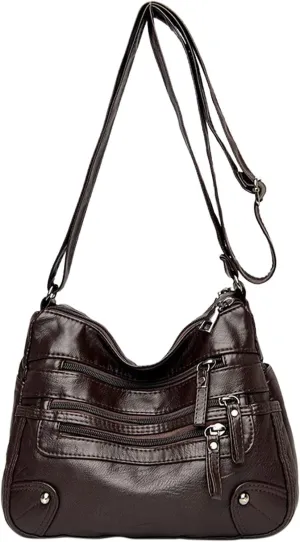 Women Soft Leather Shoulder Bags Layer Classic Crossbody Bag Luxury Designer Handbag And Purse Shoulder Bags (One Size)