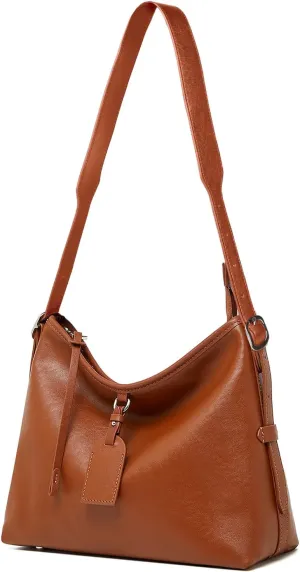 Women Tote Handbags, Genuine Leather Hobo Purses Medium Shoulder Purses with a Adjustable Strap.