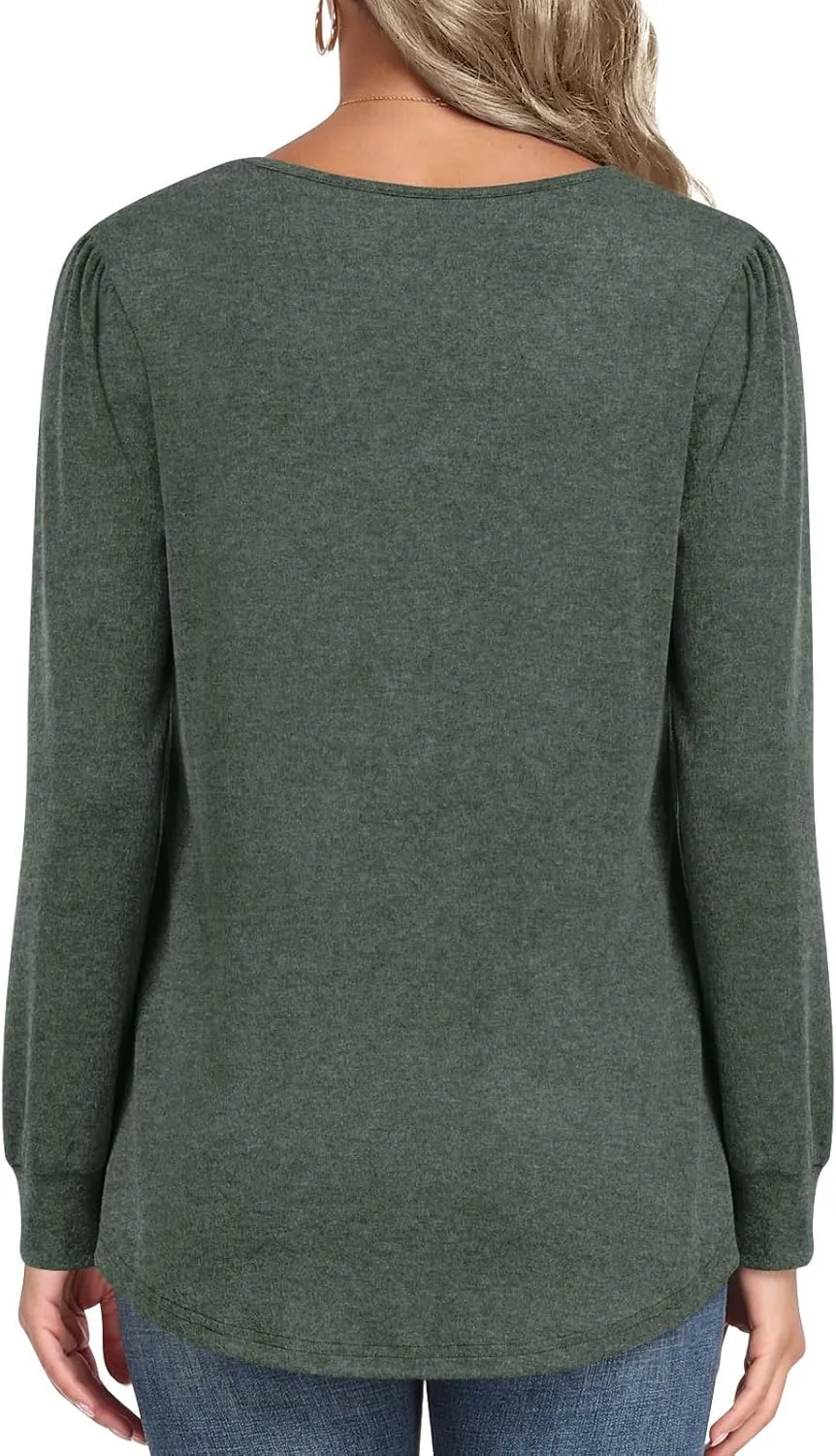 Womens 2025 Casual Tunic Tops Fall Long Sleeve Blouse Warm Pleated Flowy Crewneck Tshirt For Legging