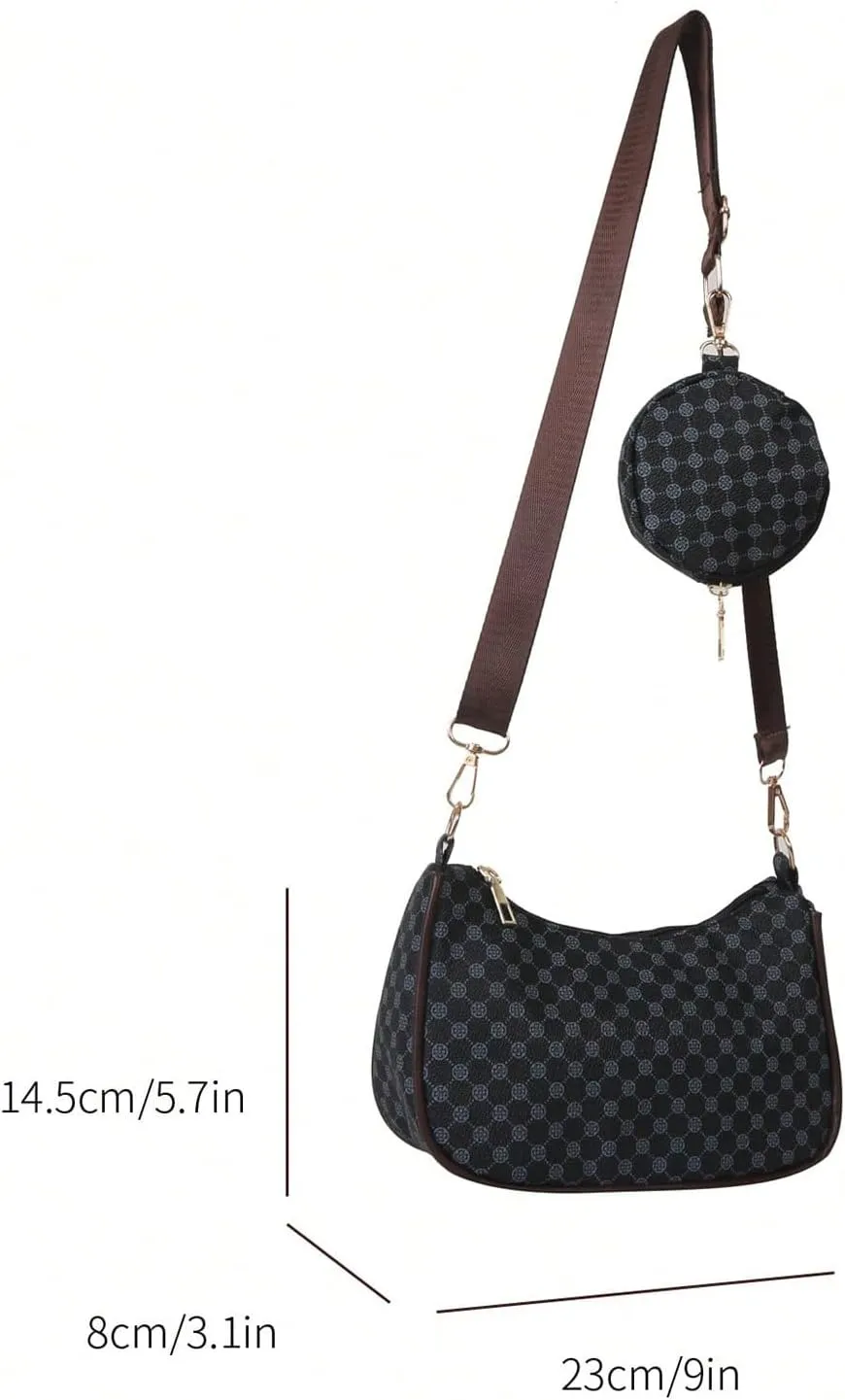Women's Cherry Graphic Zipper Crossbody Bag Adjustable Strap Cute Hobo Bag with Small Purses