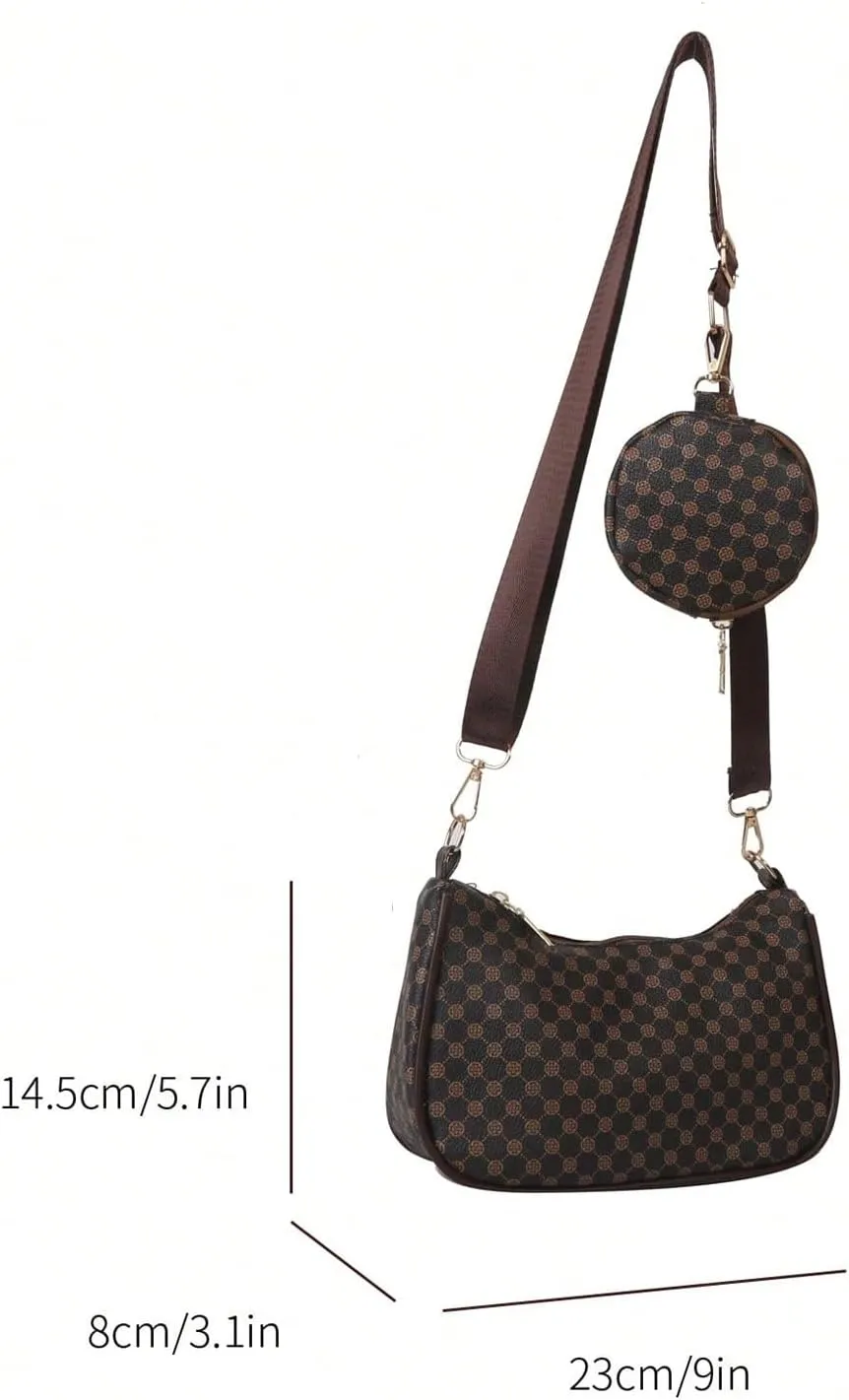 Women's Cherry Graphic Zipper Crossbody Bag Adjustable Strap Cute Hobo Bag with Small Purses