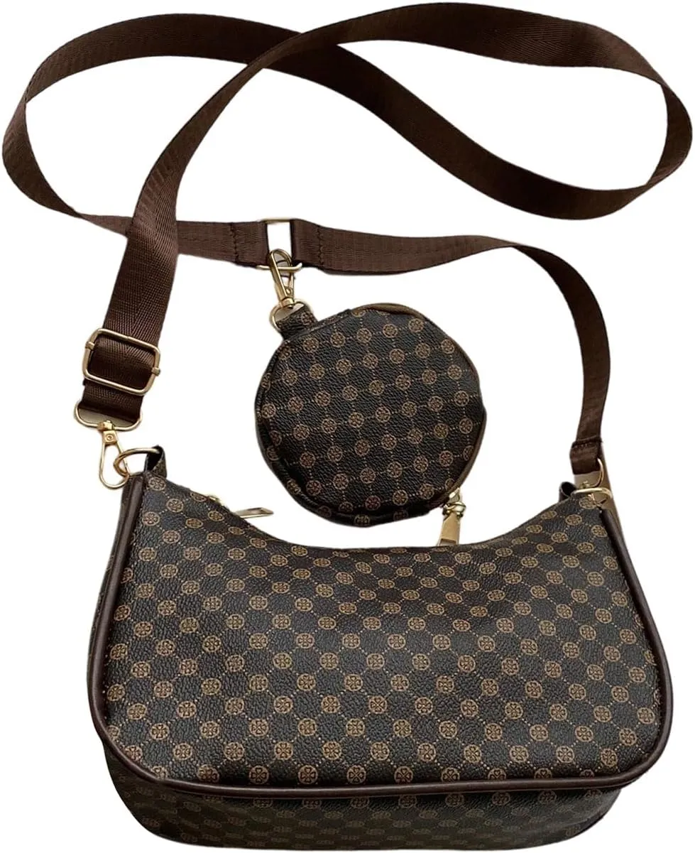 Women's Cherry Graphic Zipper Crossbody Bag Adjustable Strap Cute Hobo Bag with Small Purses