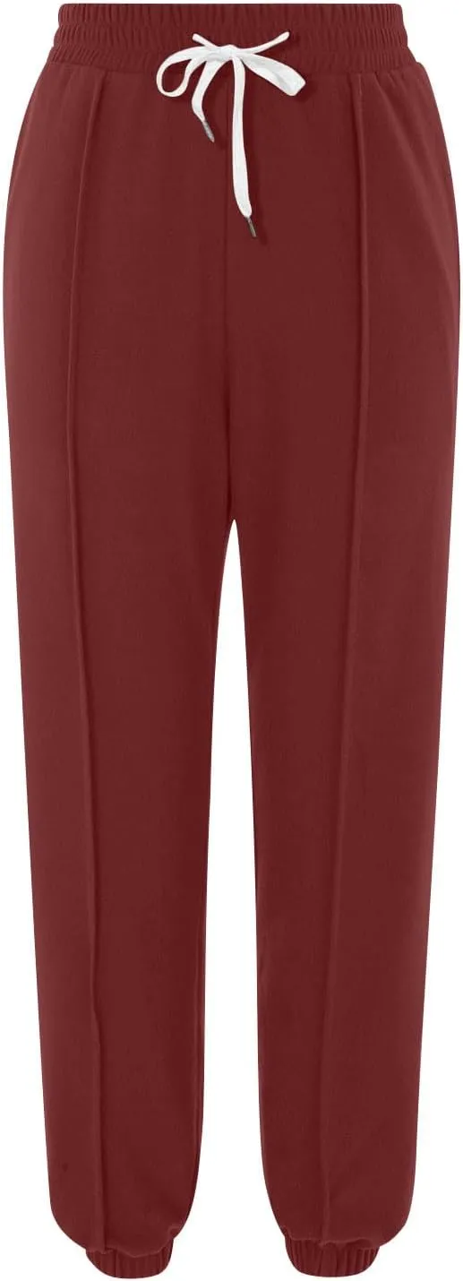 Women's Cinch Bottom Sweatpants High Waisted Athletic Joggers Drawstring Pants with Pockets Sports Trousers