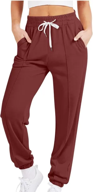 Women's Cinch Bottom Sweatpants High Waisted Athletic Joggers Drawstring Pants with Pockets Sports Trousers