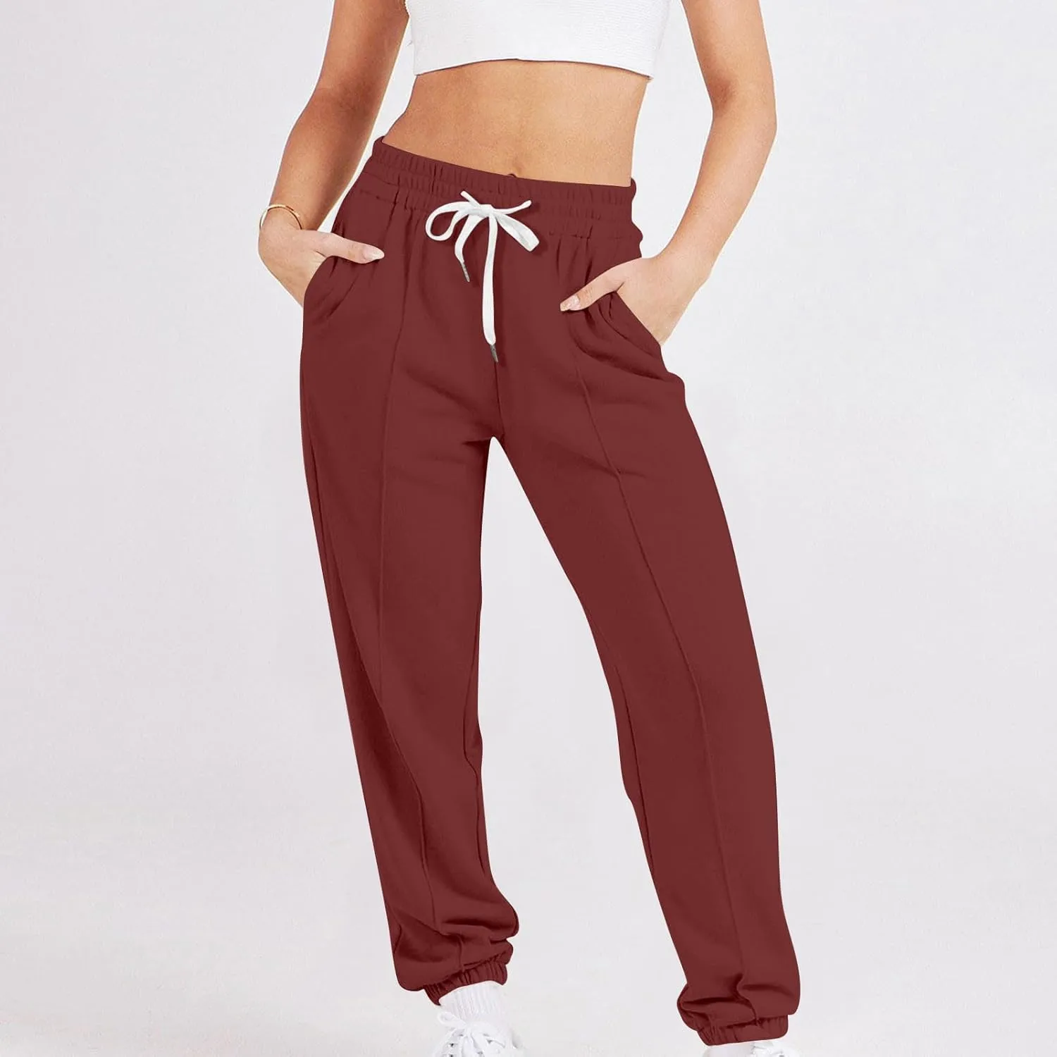 Women's Cinch Bottom Sweatpants High Waisted Athletic Joggers Drawstring Pants with Pockets Sports Trousers