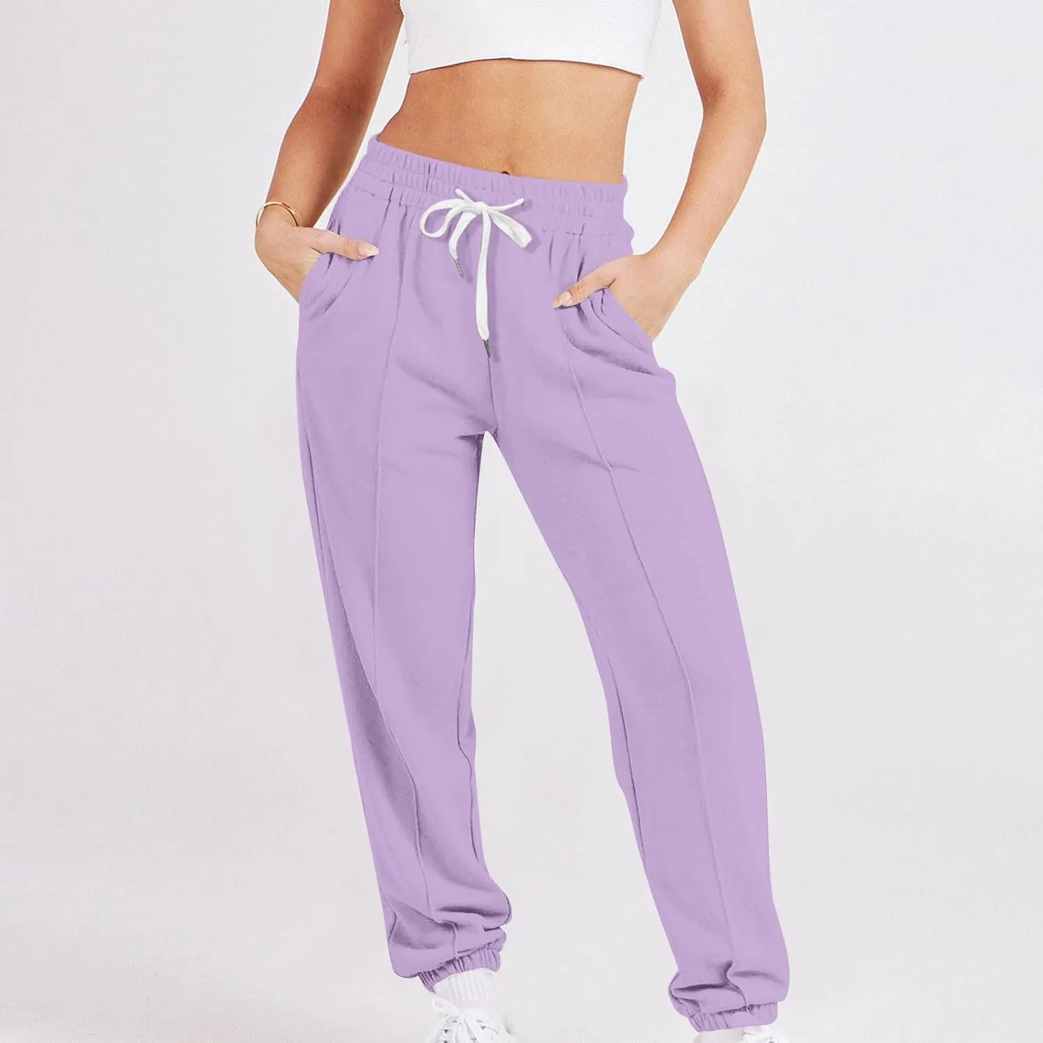 Women's Cinch Bottom Sweatpants High Waisted Athletic Joggers Drawstring Pants with Pockets Sports Trousers