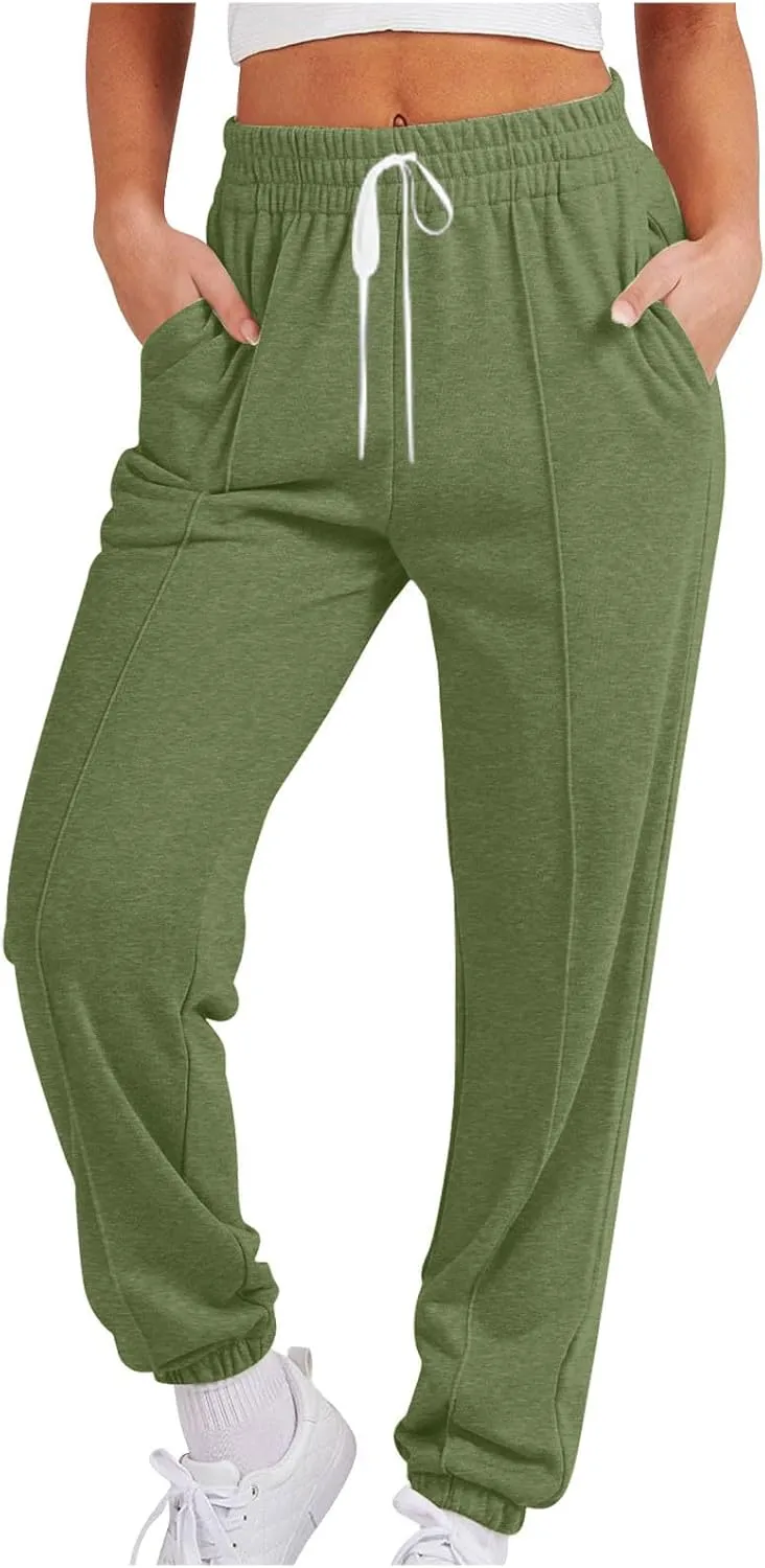 Women's Cinch Bottom Sweatpants High Waisted Athletic Joggers Drawstring Pants with Pockets Sports Trousers