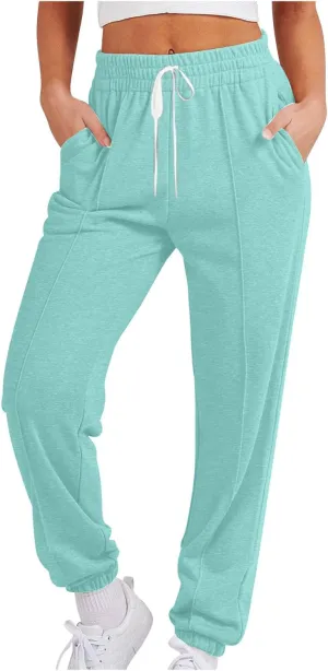 Women's Cinch Bottom Sweatpants High Waisted Athletic Joggers Drawstring Pants with Pockets Sports Trousers