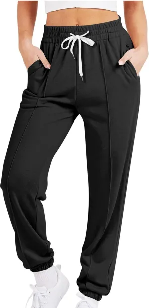 Women's Cinch Bottom Sweatpants High Waisted Athletic Joggers Drawstring Pants with Pockets Sports Trousers