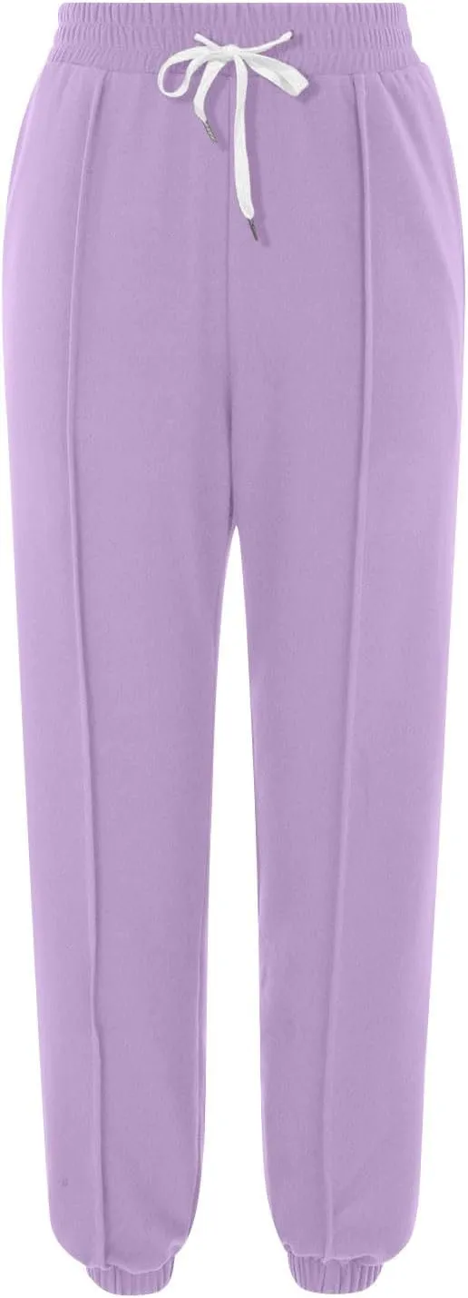 Women's Cinch Bottom Sweatpants High Waisted Athletic Joggers Drawstring Pants with Pockets Sports Trousers