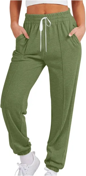 Women's Cinch Bottom Sweatpants High Waisted Athletic Joggers Drawstring Pants with Pockets Sports Trousers
