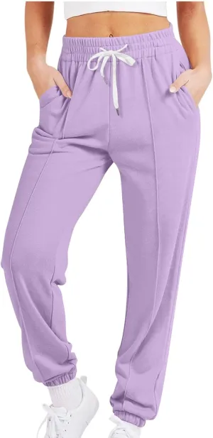 Women's Cinch Bottom Sweatpants High Waisted Athletic Joggers Drawstring Pants with Pockets Sports Trousers
