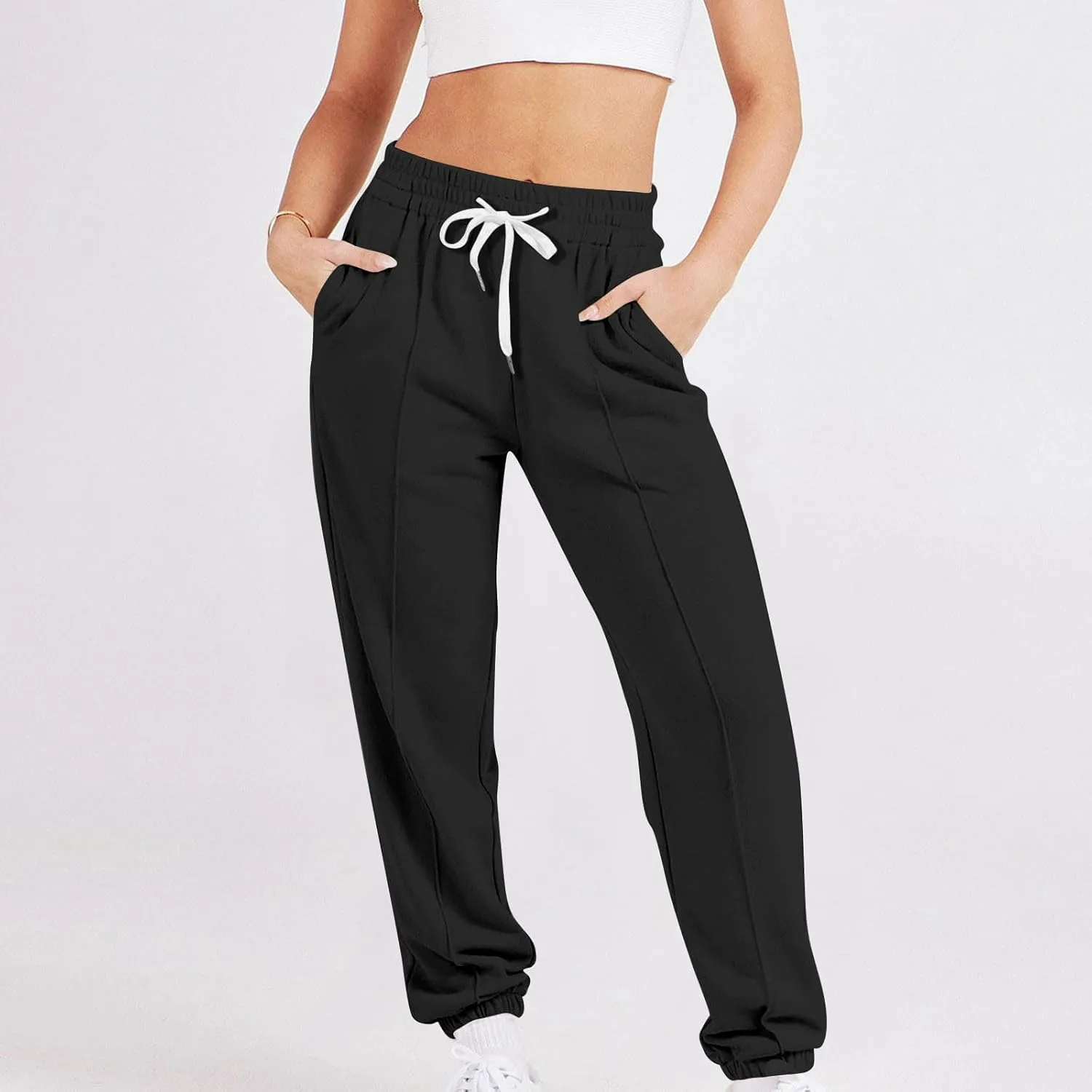 Women's Cinch Bottom Sweatpants High Waisted Athletic Joggers Drawstring Pants with Pockets Sports Trousers