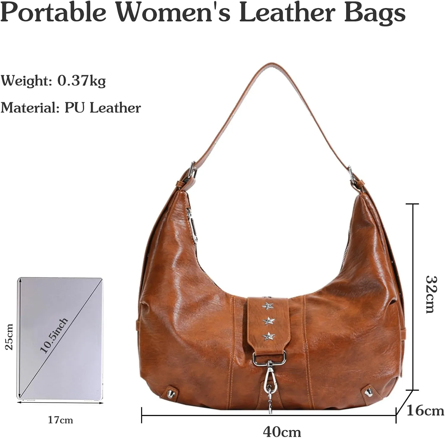 Women's Crescent Shoulder Bag Retro 90s Handbag PU Leather Crossbody Bag Fashion Messenger Bag Tote Bag
