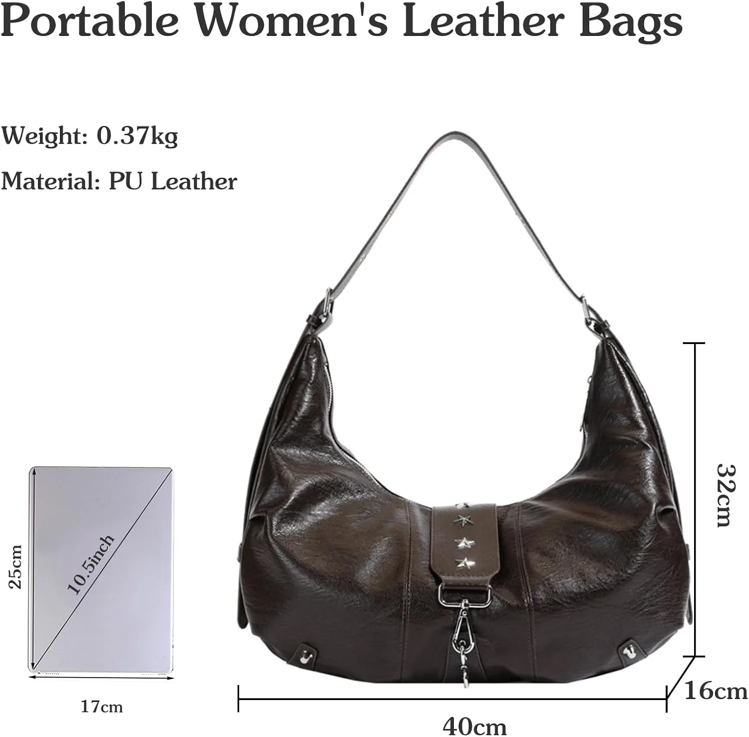 Women's Crescent Shoulder Bag Retro 90s Handbag PU Leather Crossbody Bag Fashion Messenger Bag Tote Bag