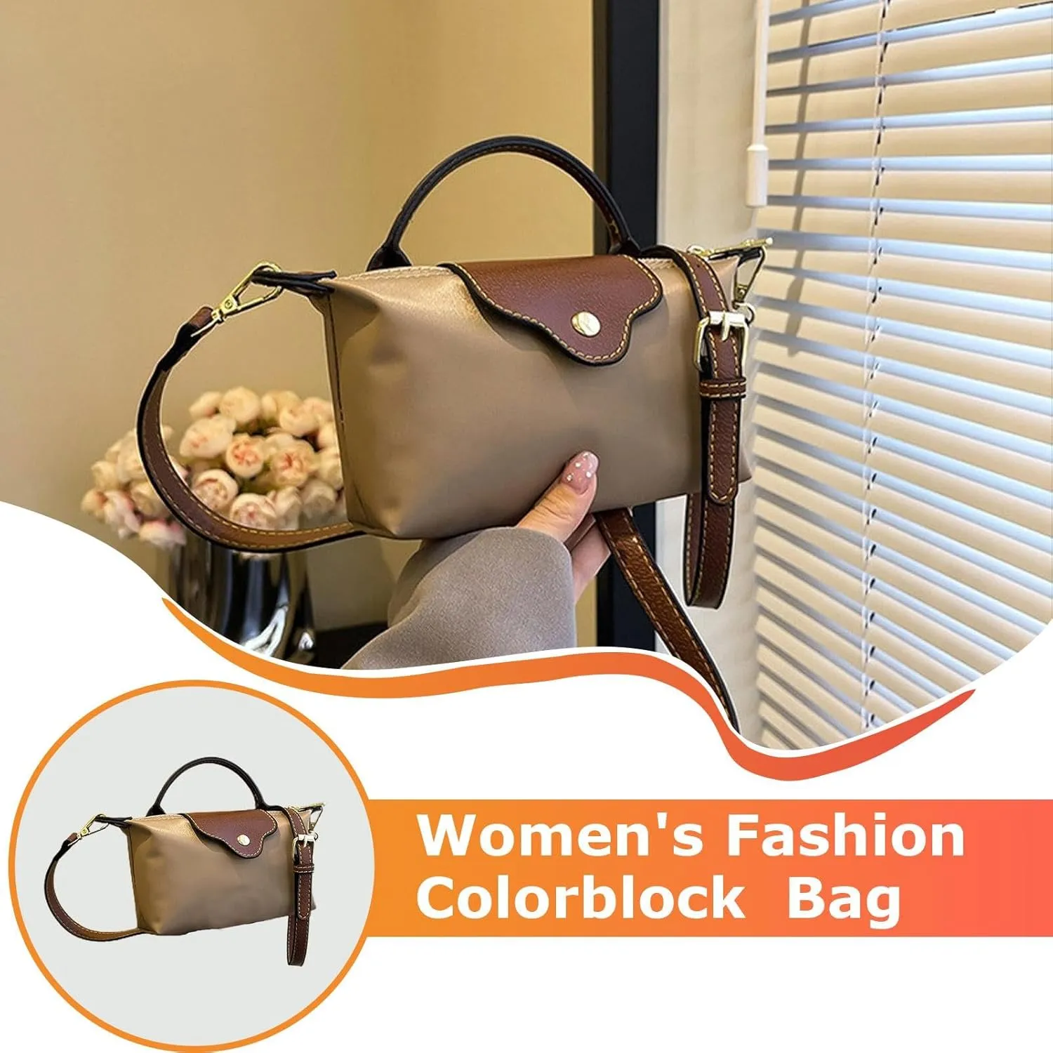 Women's Fashion Colorblock MMini CCrossbody Bag | Nylon Polyester Fashionable Handbags for Women | Handbags Purses with